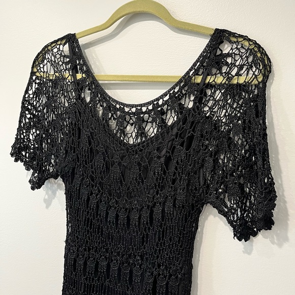 Black Lace Dress w/ Attached Slip, Size XS - Picture 4 of 5